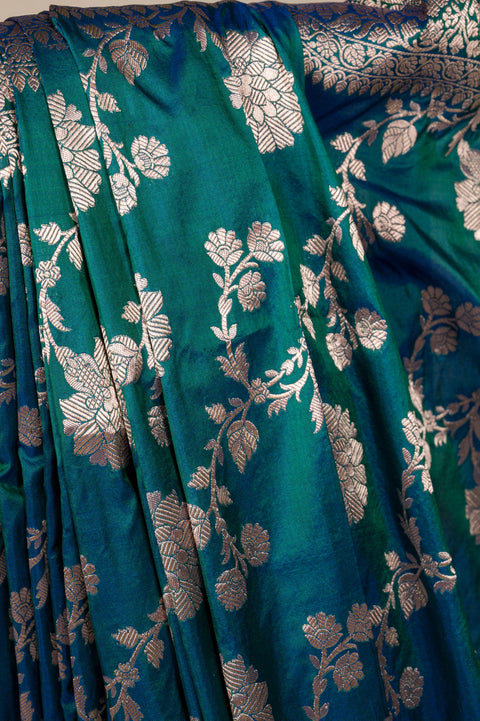 Kathan Banarasi Nauvari 9 Yard Pure Silk Saree with Zari Work