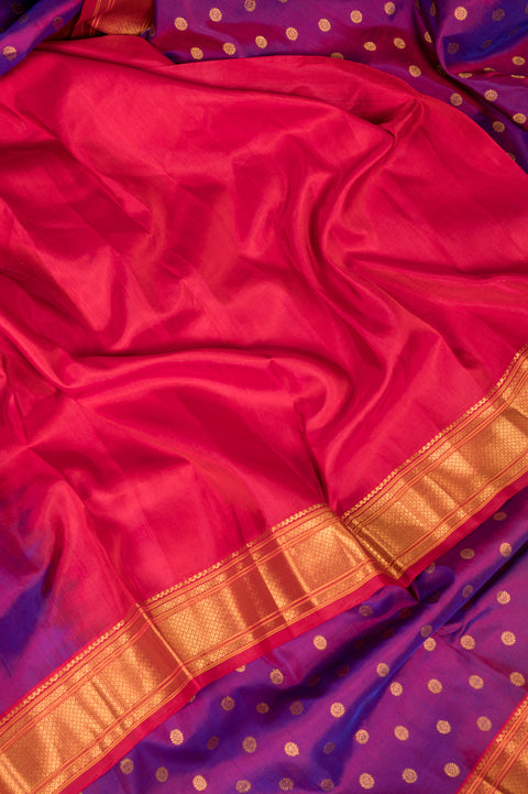Purple Kalanjali Nauvari 9 yard Saree in Pure Silk with Red Border