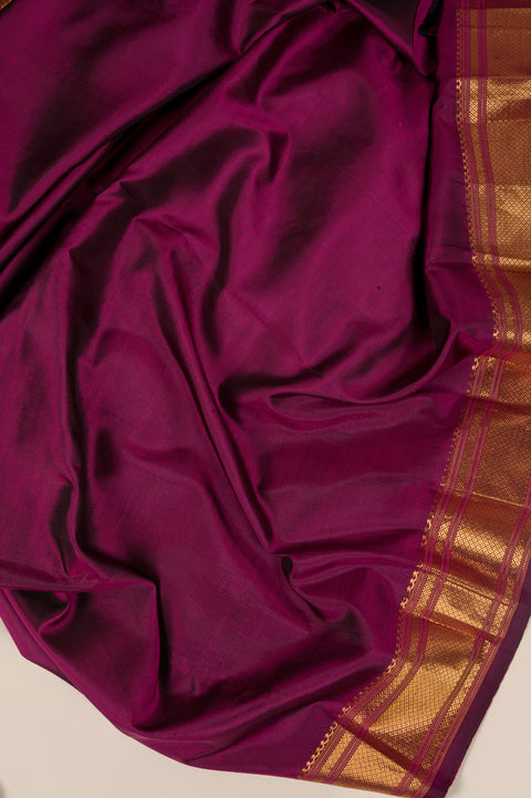 Wine Kalanjali Nauvari Handwoven 9 yard Saree in Pure Silk