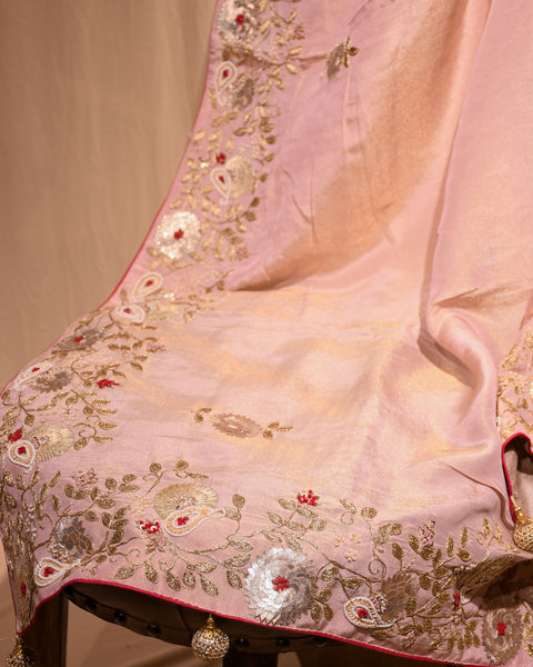 Peach Dola Silk Saree