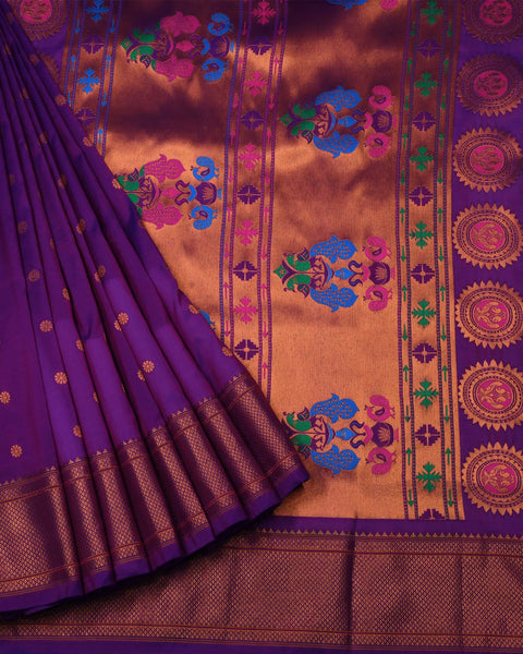 Purple Semi Silk Paithani