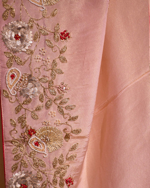 Peach Dola Silk Saree