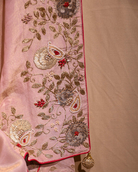 Peach Dola Silk Saree