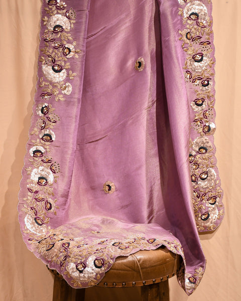 Jamun colored Dola Silk Saree