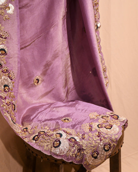 Jamun colored Dola Silk Saree