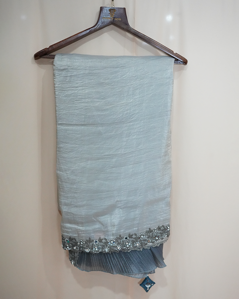 Elegant Chinon Silk Embellished Saree & Blouse Set