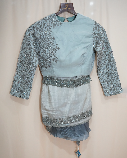 Elegant Chinon Silk Embellished Saree & Blouse Set