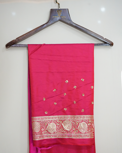 Red Banarasi Pure Silk Saree with Banarasi Zaal Embroidery