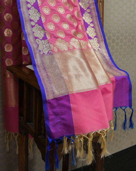 Purple and Pink Butti Shela with Flowers