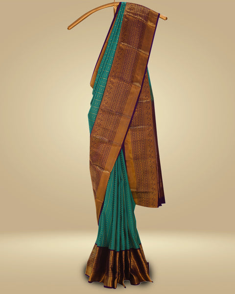 Turquoise blue Kanjeevaram silk saree