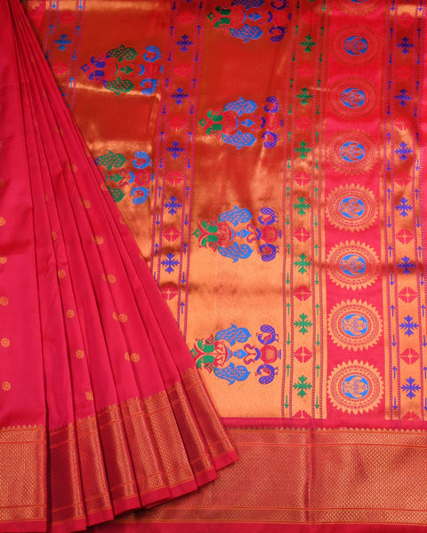 Rani Pink Semi Silk Paithani