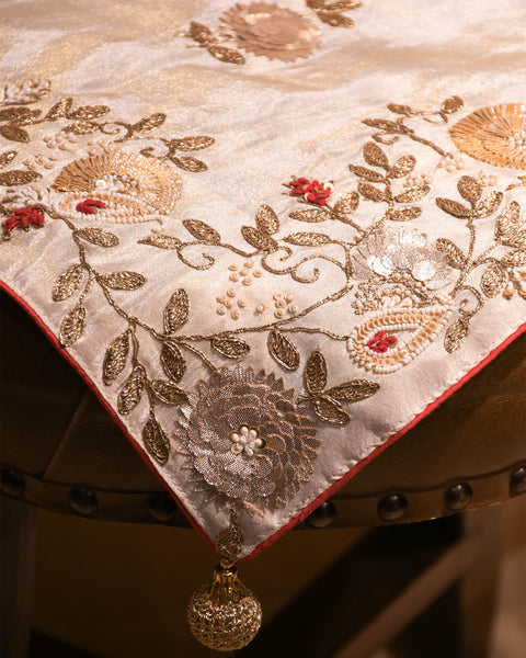 Cream Designer Dola Silk saree
