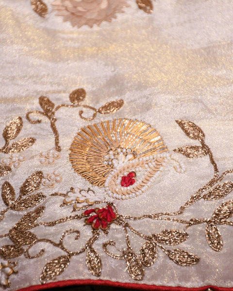 Cream Designer Dola Silk saree