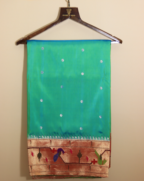 Spring 10-Yard Silk Saree  with Parrot and Peacock Motif Border