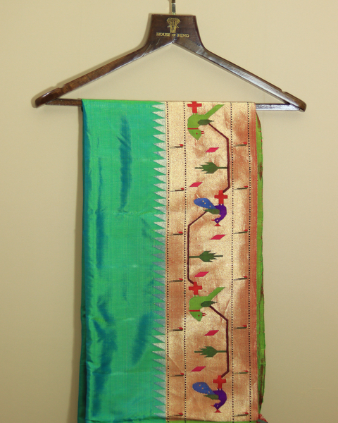 Spring 10-Yard Silk Saree  with Parrot and Peacock Motif Border