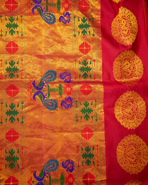Red Pure Silk Paithani Saree with Chataie Border