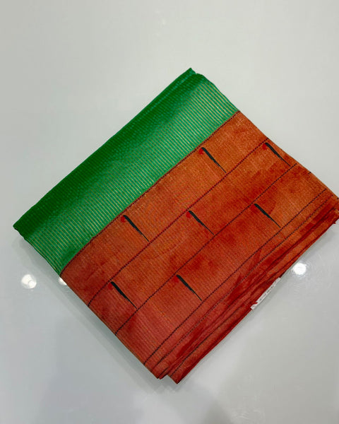 Aqua Green Triple Muniya Tissue Zari Stripes Paithani Saree