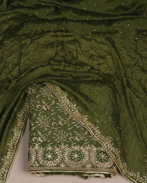 Green Semi Stitched Suit