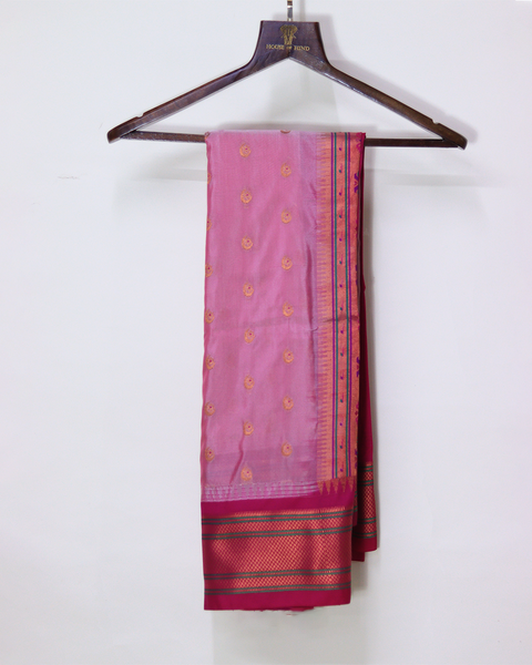 Baby Pink Chand Motifs Semi-Silk Paithani Saree