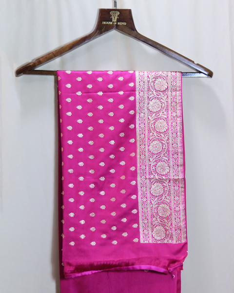 Lavender Banarasi Semi-Silk Saree with Butti and Contrast Border