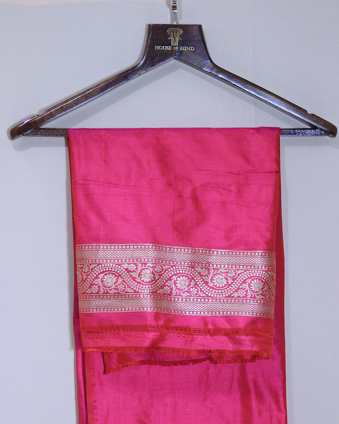 Pink Banarasi Upada Pure Silk Saree with Lustrous Zari Accents