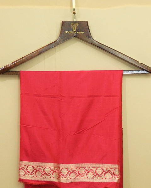 Rani Pink Banarasi Upada Pure Silk Saree with Golden Zari Buttis