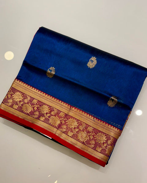 Blue Kora Semi Silk Paithani