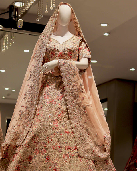 Blush Pink Embroidered Bridal Lehenga