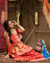 Classic Red Khaddi Georgette Bandhani Saree with Zari Border