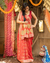 Classic Red Khaddi Georgette Bandhani Saree with Zari Border and Pallu