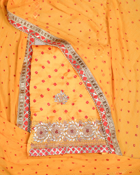 Clear Yellow Semi Stitched Suit