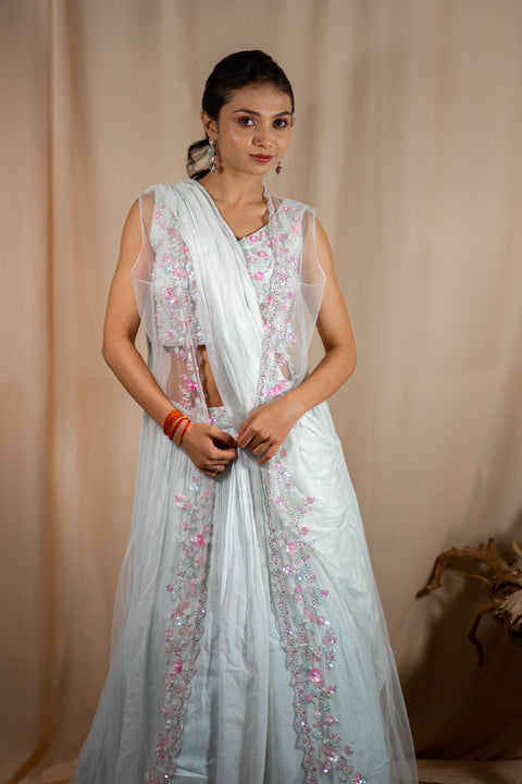 Mint Indo Western Lehenga