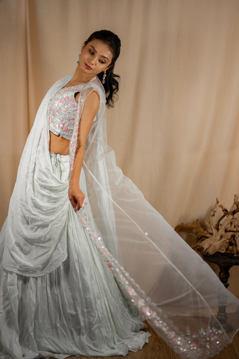 Mint Indo Western Lehenga
