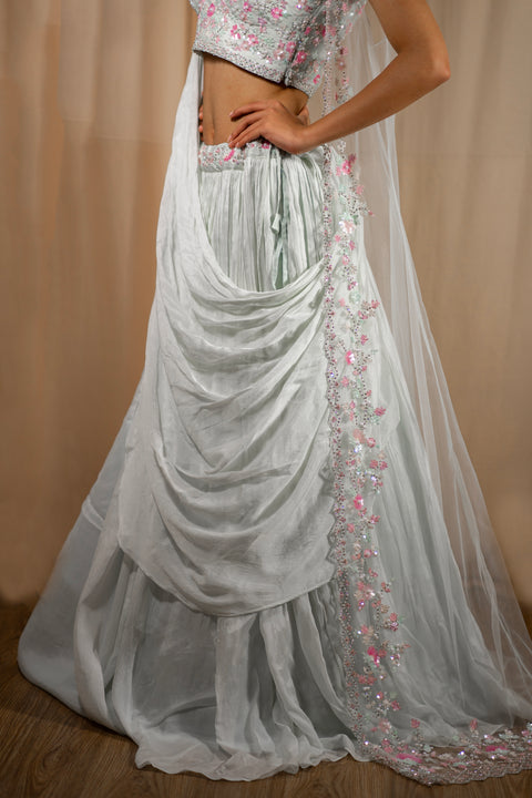 Mint Indo Western Lehenga