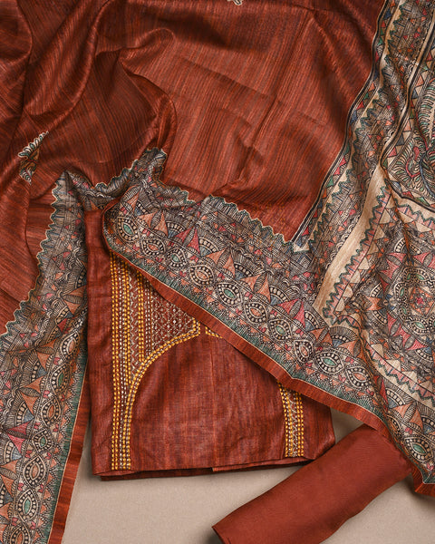 Burnt Red Semi Stitched Suit