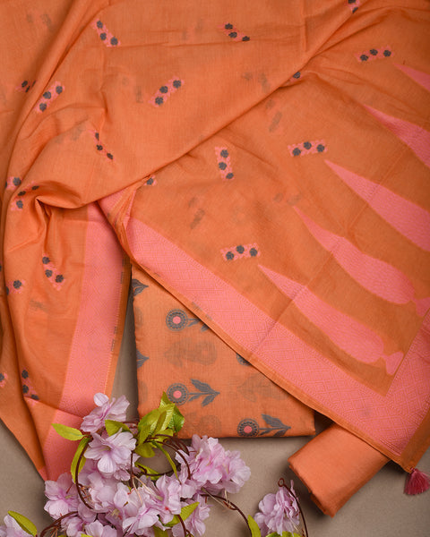 Orange Semi Stitched Suit