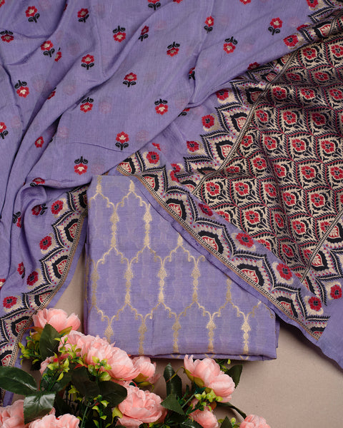 Purple Semi Stitched Suit