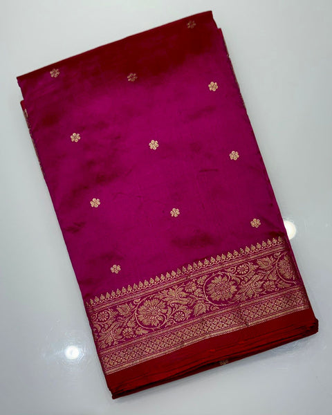 Dark Pink Banarasi Silk Saree