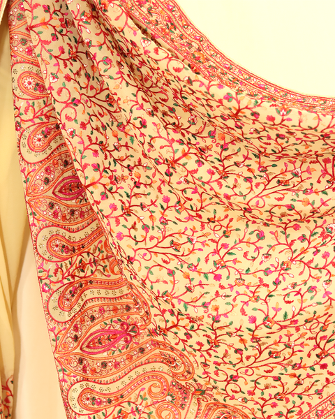 Beige & Pink Designer Saree