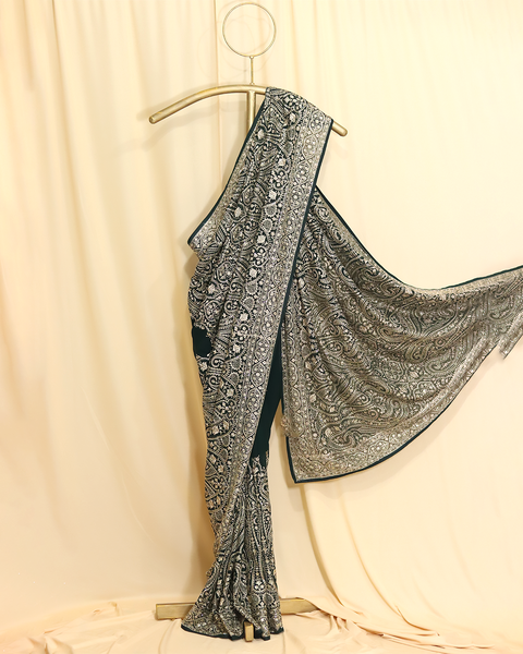 Black & Silver Embroidered Designer Saree – Timeless Opulence