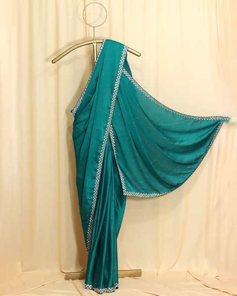 Teal Blue Designer Saree