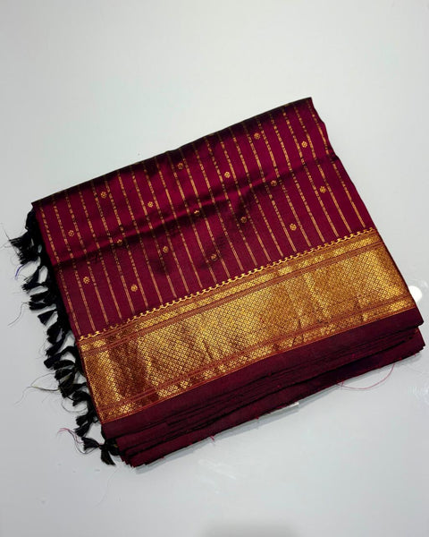 Gold Zari Stripes Pure Silk Paithani