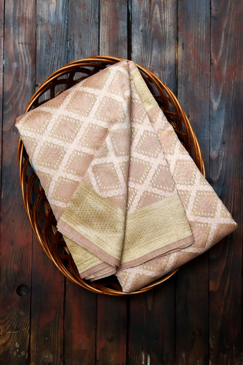 Vibrant Light Peach Kosa Silk Sarees