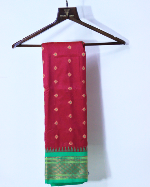 Rani Pink Semi-Silk Paithani Saree with Peacock Motifs