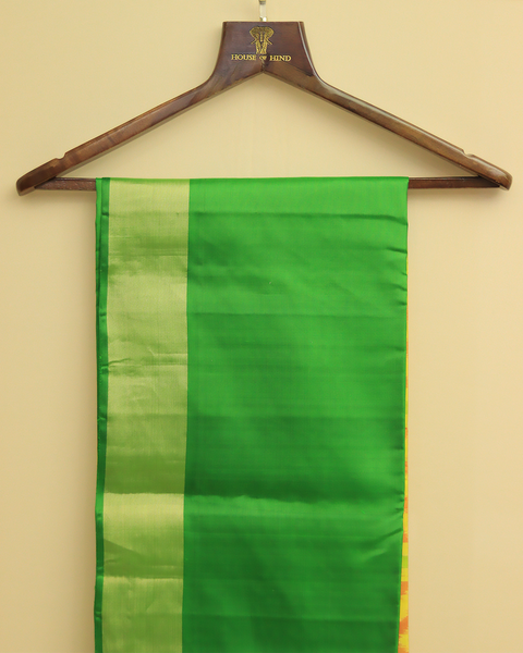 Golden Sunshine Patola Saree with Emerald Green Border