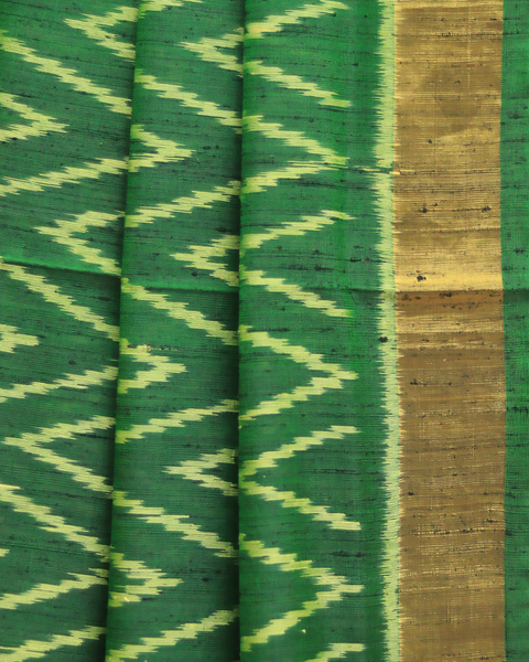 Verdant Waves Green Patola Saree with Golden Zari Border