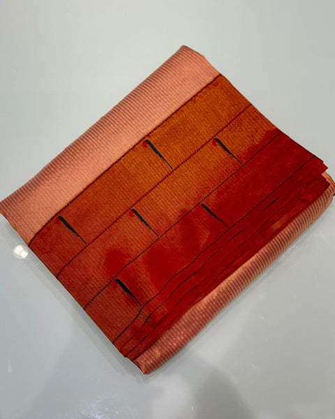 Peach Triple Muniya Tissue Zari Stripes Paithani Saree