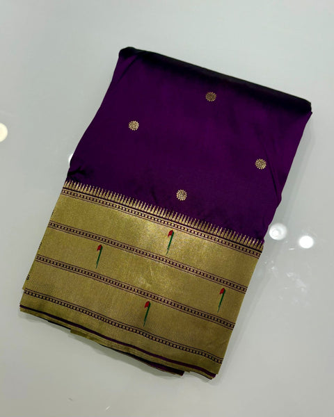 Purple Semi Silk Triple Muniya Paithani