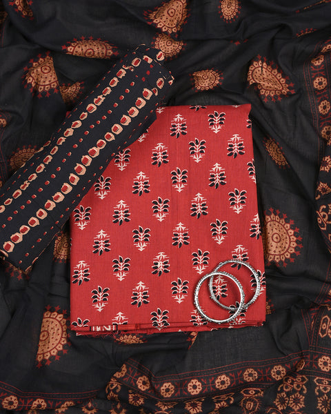 Red Semi Stitched Suit Red