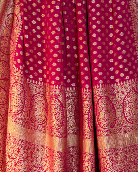 Radiant Rani Pink Khaddi Georgette Saree: A Blend of Tradition and Elegance